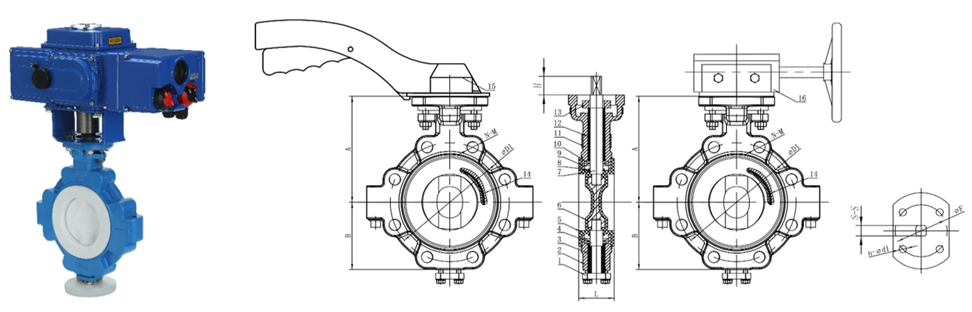 Full lined PTFE Lug Butterfly Valve